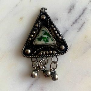 3/$25 ⭐️ Vintage Silver Triangle Pendant with Boho Accents